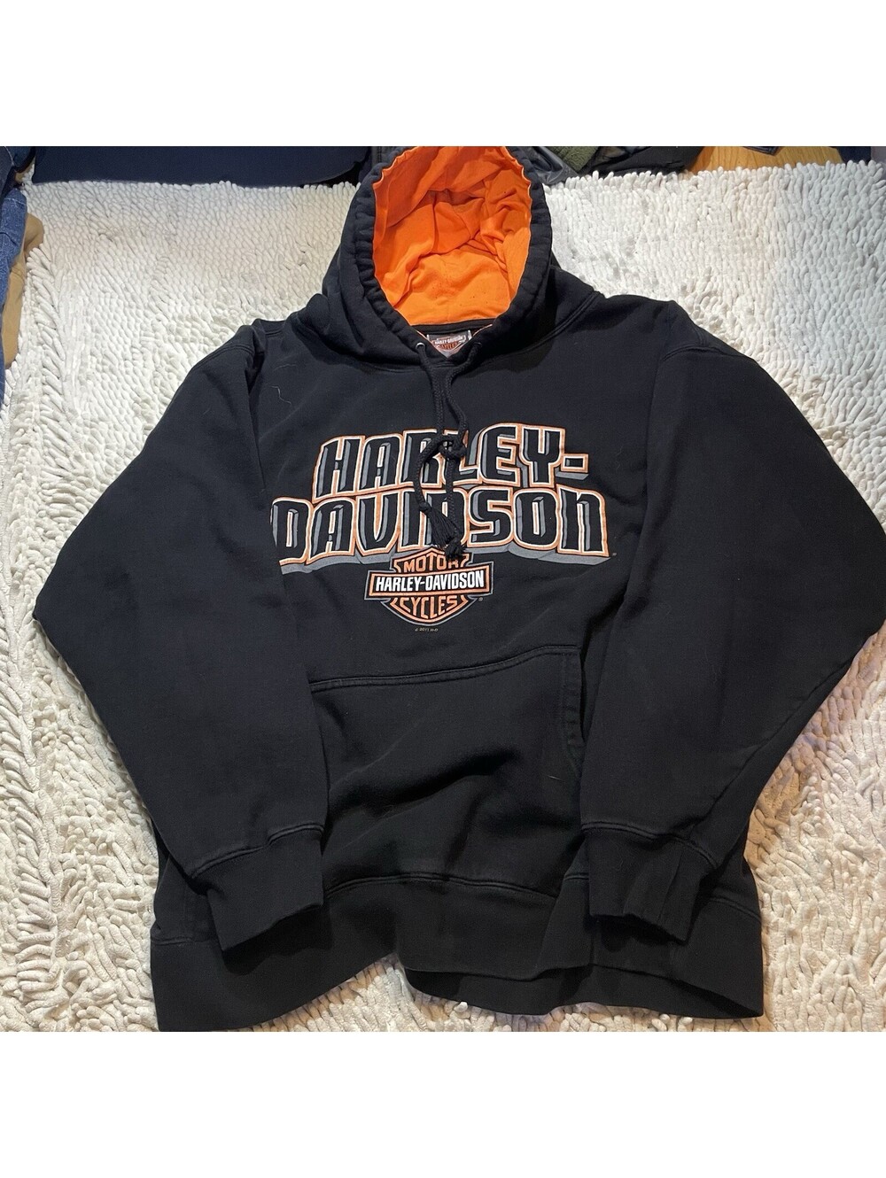 Harley-Davidson Barrie Ontario Canada Logo Hoodie Black Orange Men’s XL 2011